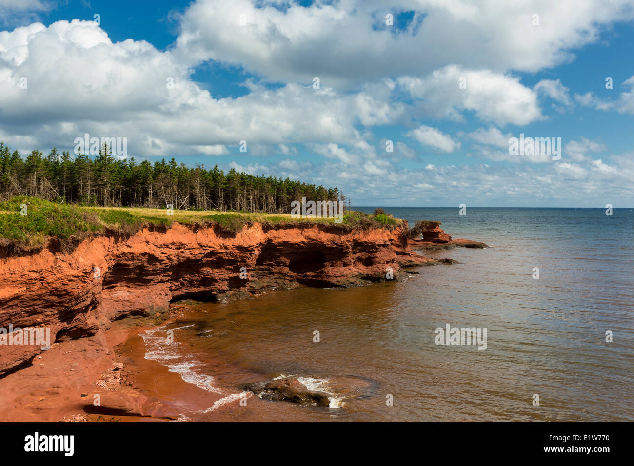 Erodiert roten Sandsteinfelsen, Kildare Capes, Prince Edward Island, Canada Stockfoto