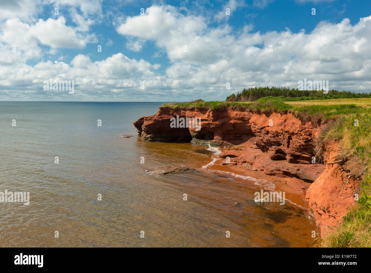 Erodiert roten Sandsteinfelsen, Kildare Capes, Prince Edward Island, Canada Stockfoto