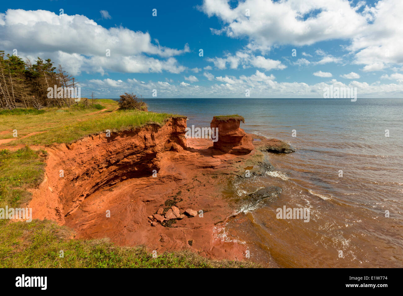 Erodiert roten Sandsteinfelsen, Kildare Capes, Prince Edward Island, Canada Stockfoto