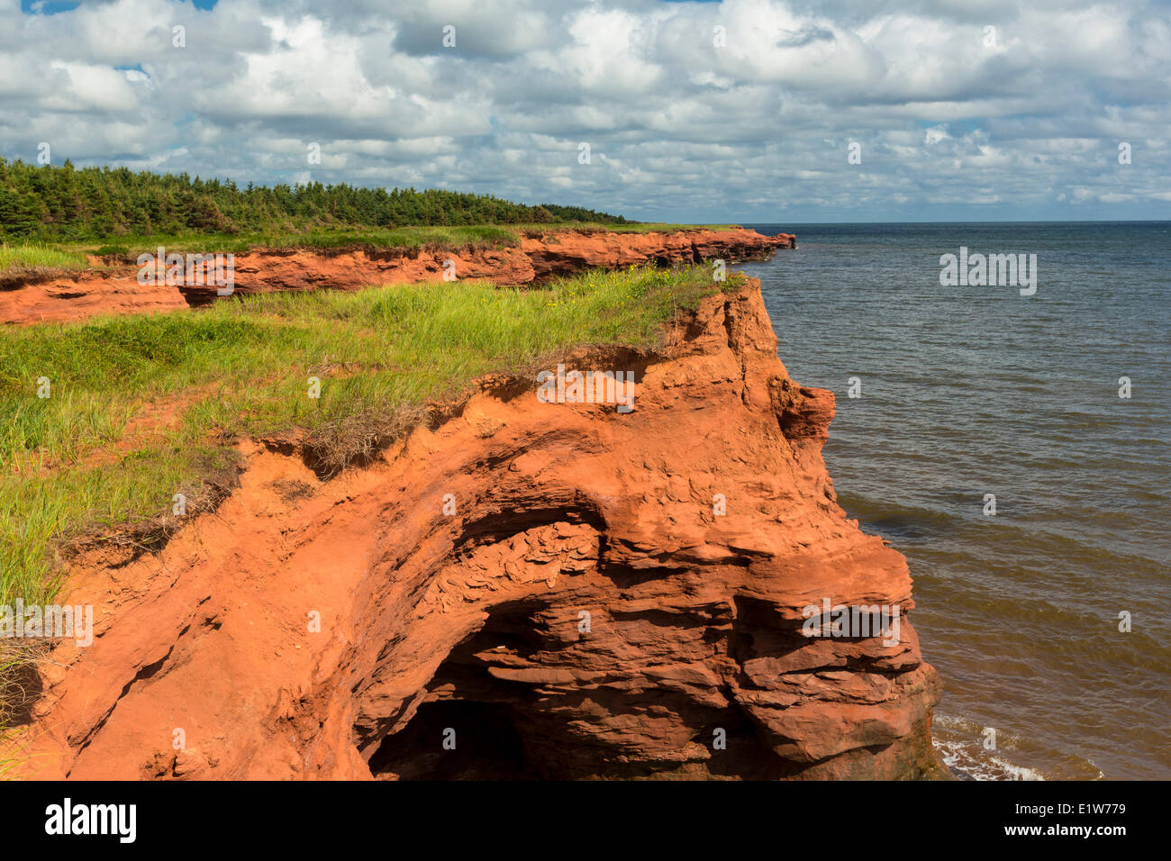 Erodiert roten Sandsteinfelsen, Kildare Capes, Prince Edward Island, Canada Stockfoto