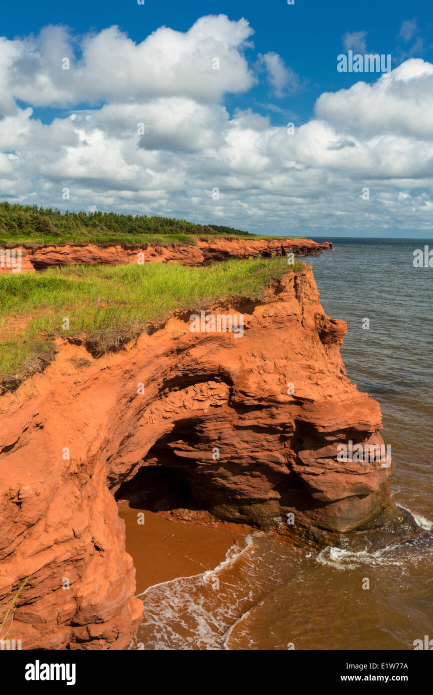 Erodiert roten Sandsteinfelsen, Kildare Capes, Prince Edward Island, Canada Stockfoto