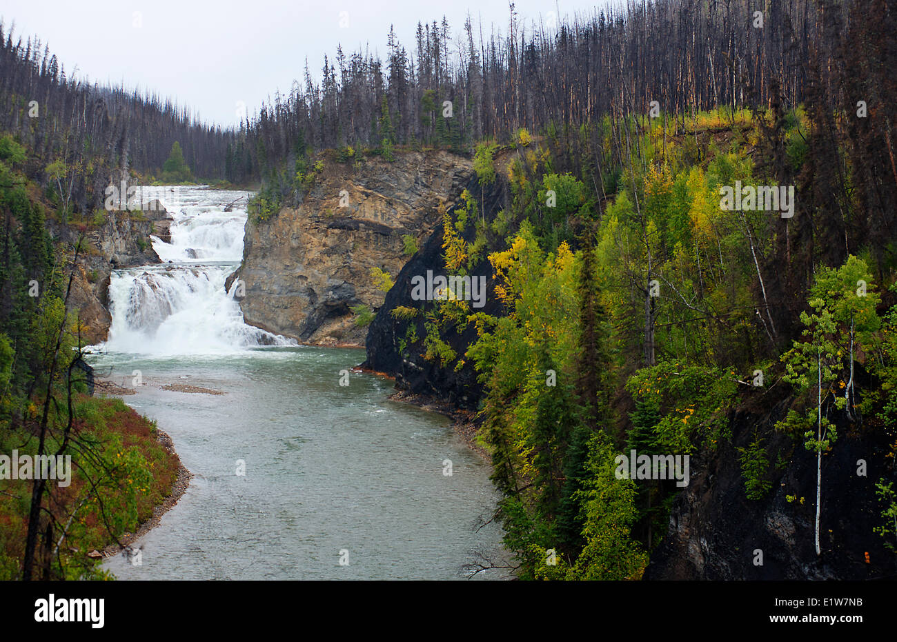 Smith River Falls, Fort Halken Provincial Park, westlich von Liard River, Highway 97, Norden von British Columbia, Kanada Stockfoto