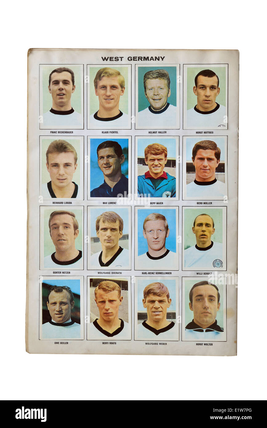 Der Westdeutsche Fußball-Gruppe, 1970, Mexiko. Fußball-Stars player Card Collection, Stockfoto