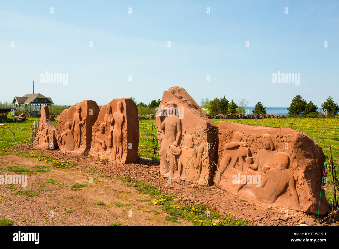Sandstein Skulptur, Rossignol Estate Winery, wenig Sand, Prince Edward Island, Canada Stockfoto
