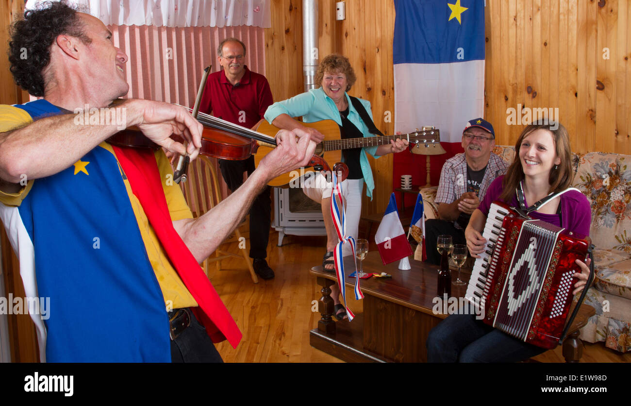 Acadian Hausparty, Abrams Dorf, Prince Edward Island, Canada Stockfoto