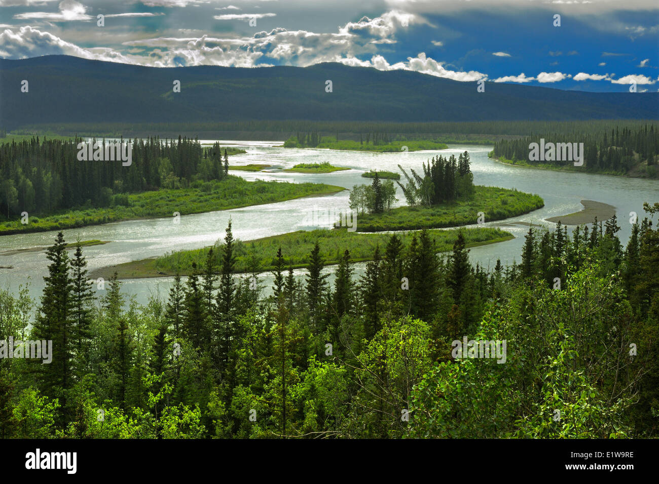 Fünf Finger Rapids Aussichtspunkt auf dem Yukon River, Yukon, Kanada Stockfoto