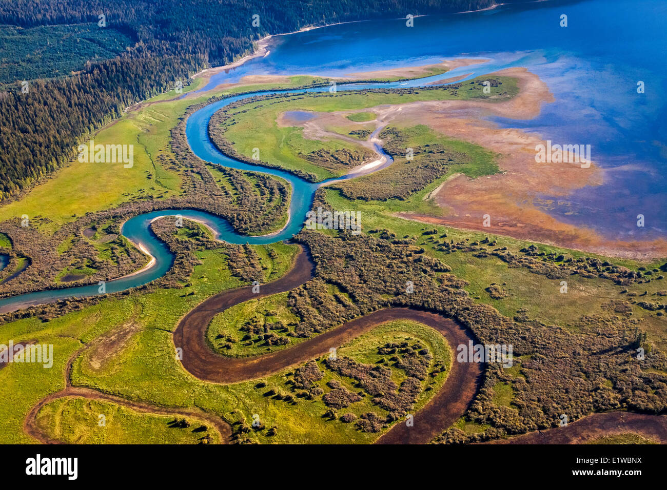 Mitchell River und Quesnel Lake, Cariboo Mountains, British Columbia, Kanada Stockfoto
