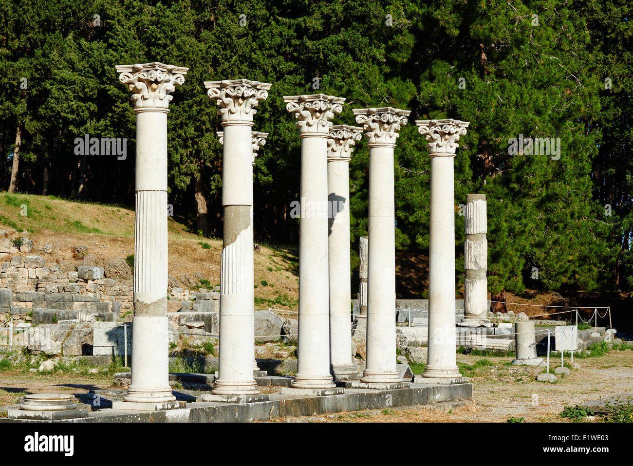 Griechenland, Dodekanes Insel Kos, Spalten in der antiken griechischen Stadt Asklepieion Stockfoto
