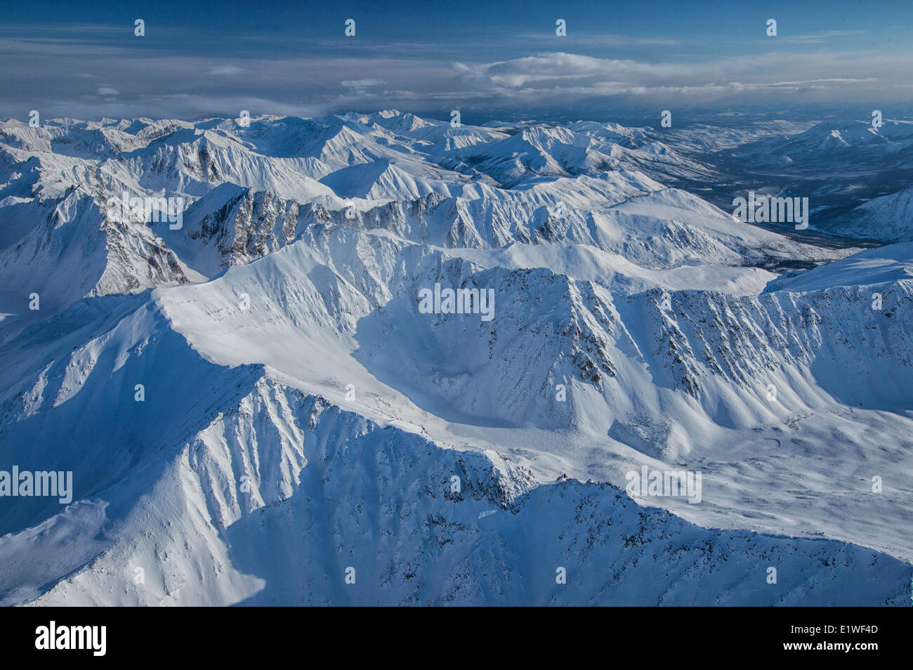 Luftaufnahme der Ogilvie Mountains in Tombstone Territorial Park, Yukon. Stockfoto