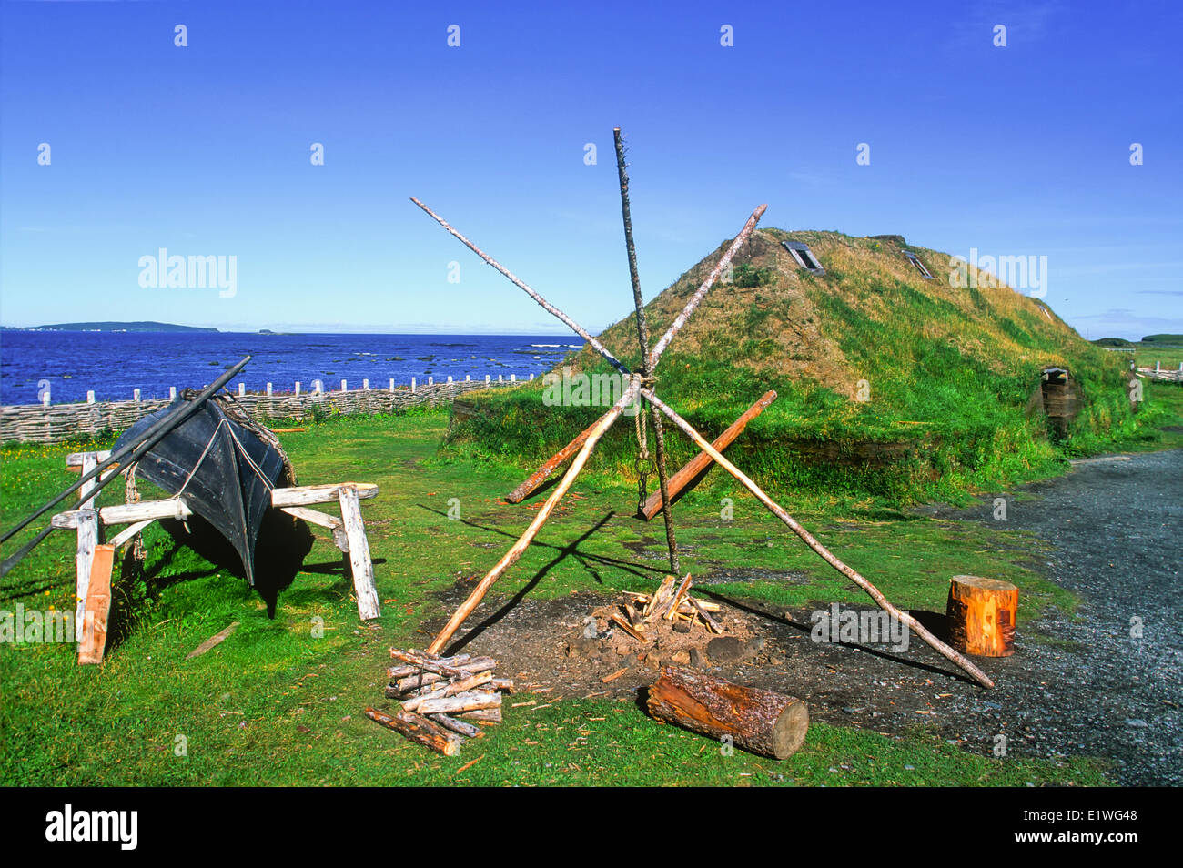 Wikinger-Siedlung, L'Anse Aux Meadows National Historic Site, UNESCO Website, Neufundland, Kanada Stockfoto