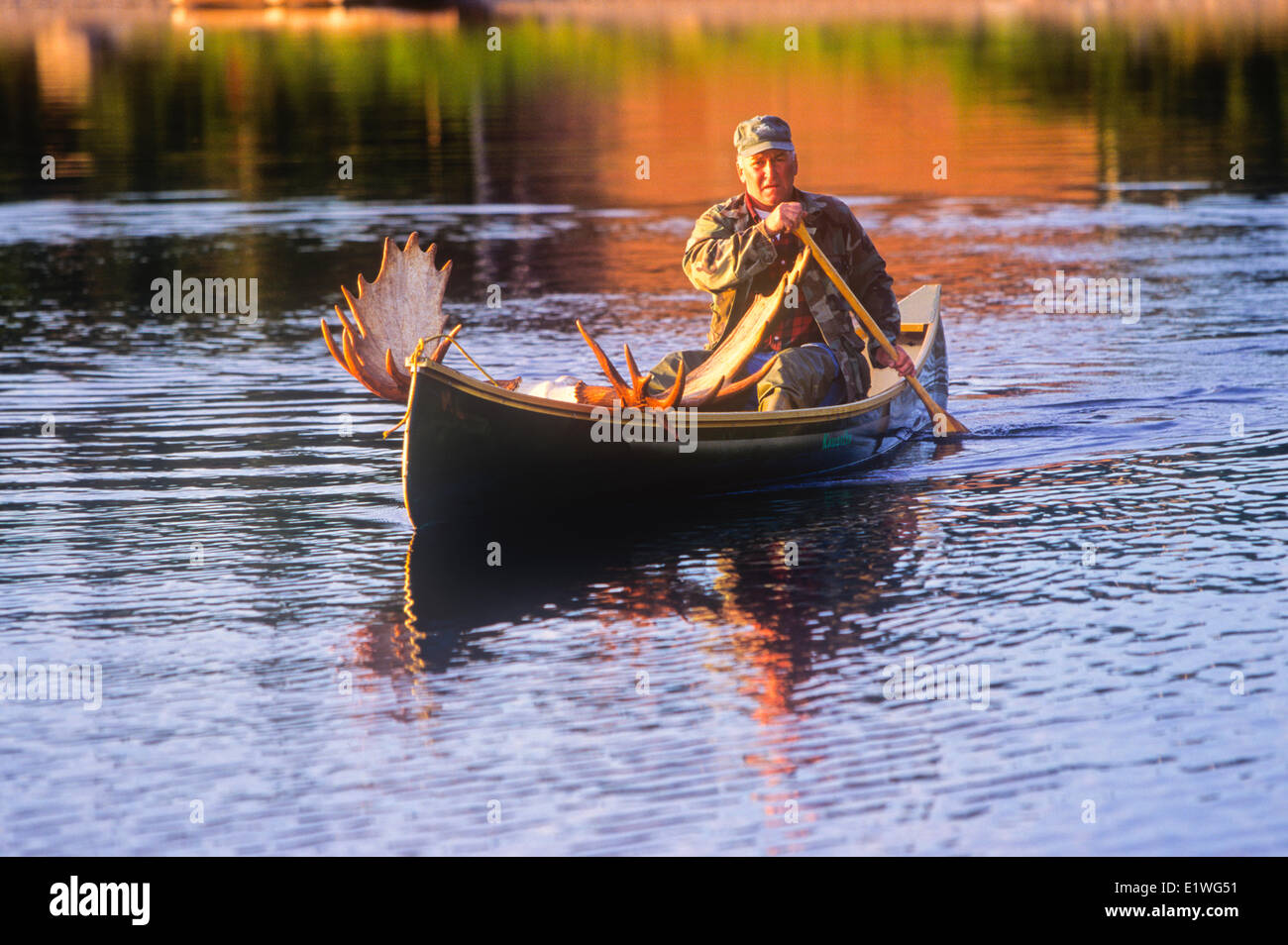 Anleitung die Jagd, Tuckamore lodge Lake, Main Brook, Neufundland, Kanada Stockfoto