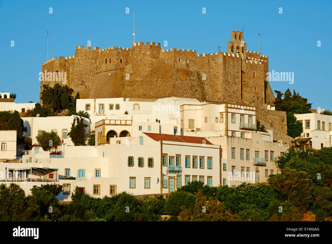Griechenland, Dodekanes Patmos Insel, Agios Ioanis Theologos, Johannes Kloster, UNESCO-Welterbe Stockfoto