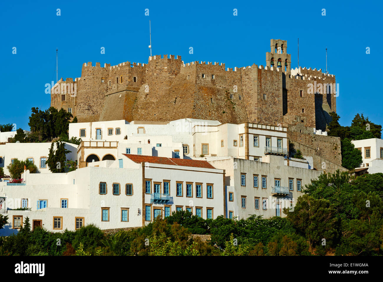 Griechenland, Dodekanes Patmos Insel, Agios Ioanis Theologos, Johannes Kloster, UNESCO-Welterbe Stockfoto