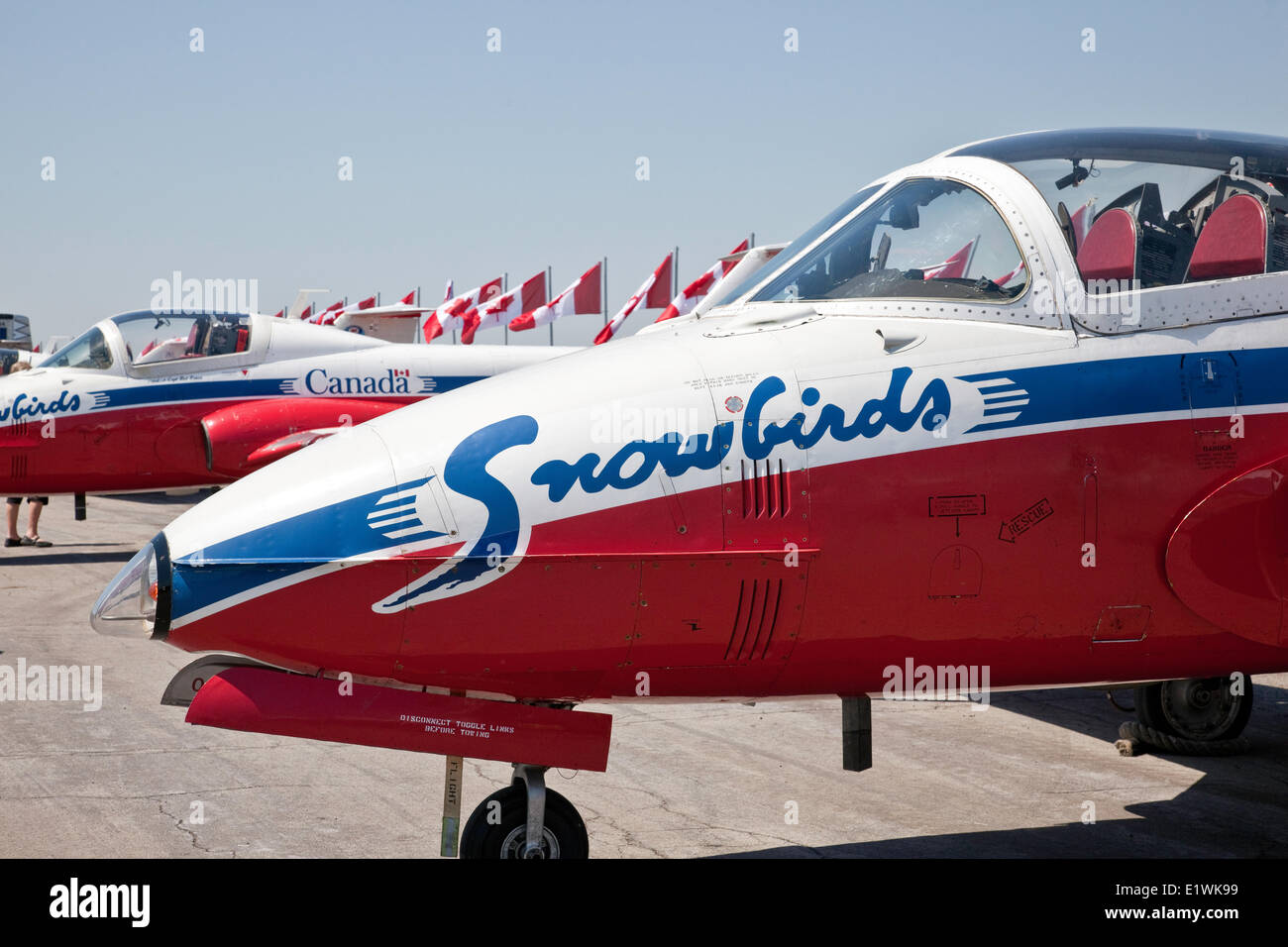 Kanadische Kräfte Snowbirds Demonstration Team und Ausrüstung wie bei Canadian Forces Day Camp Borden, Ontario, Kanada Stockfoto