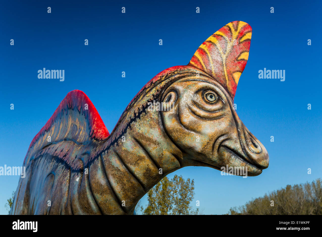 Ein am Straßenrand Ausstellung von Dinosauriern in Madrid, Quebec, Kanada. Stockfoto