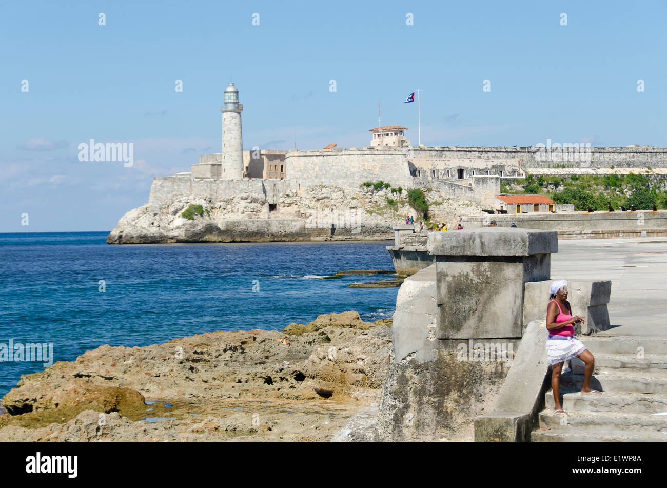 Morro Castle, eine malerische Festung bewachen den Eingang zur Havana Bucht, Havanna, Kuba Stockfoto