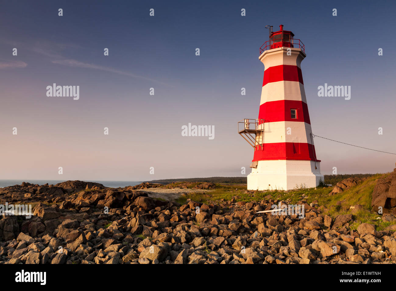 Brier Island Lighthouse (West Light), Westport, Nova Scotia, Kanada Stockfoto