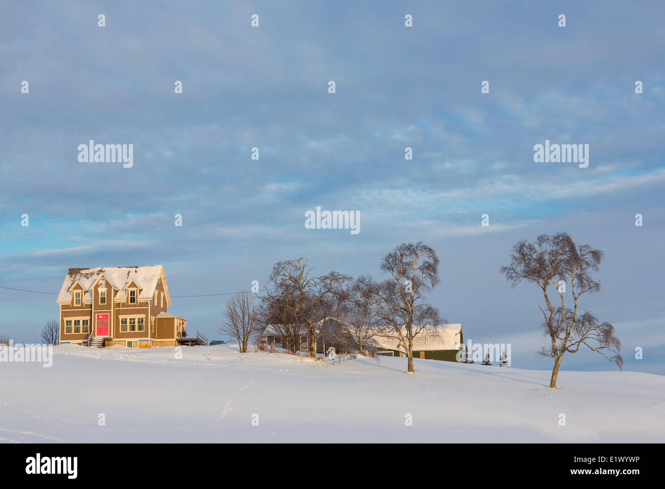 Bauernhaus im Winter, Cumberland, Prince Edward Island, Canada Stockfoto