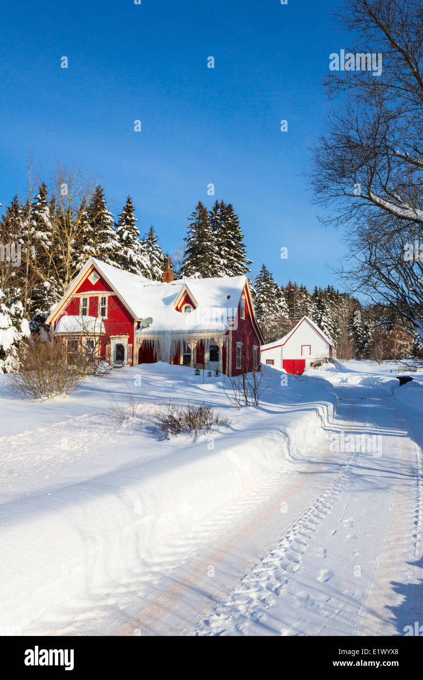 Haus im Winter, Granville, Rattenbury Road, Prince-Edward-Insel, Kanada Stockfoto