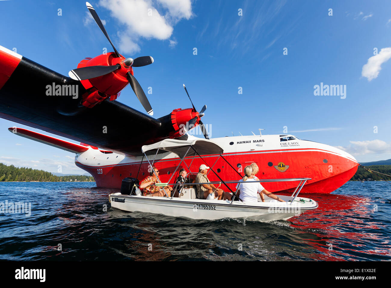 Die riesige Martin Mars Wasser Bomber sind ein beliebter touristischer Anziehungspunkt an ihrer Heimatbasis auf Sproat Lake in Port Alberni.  Port Alberni Stockfoto