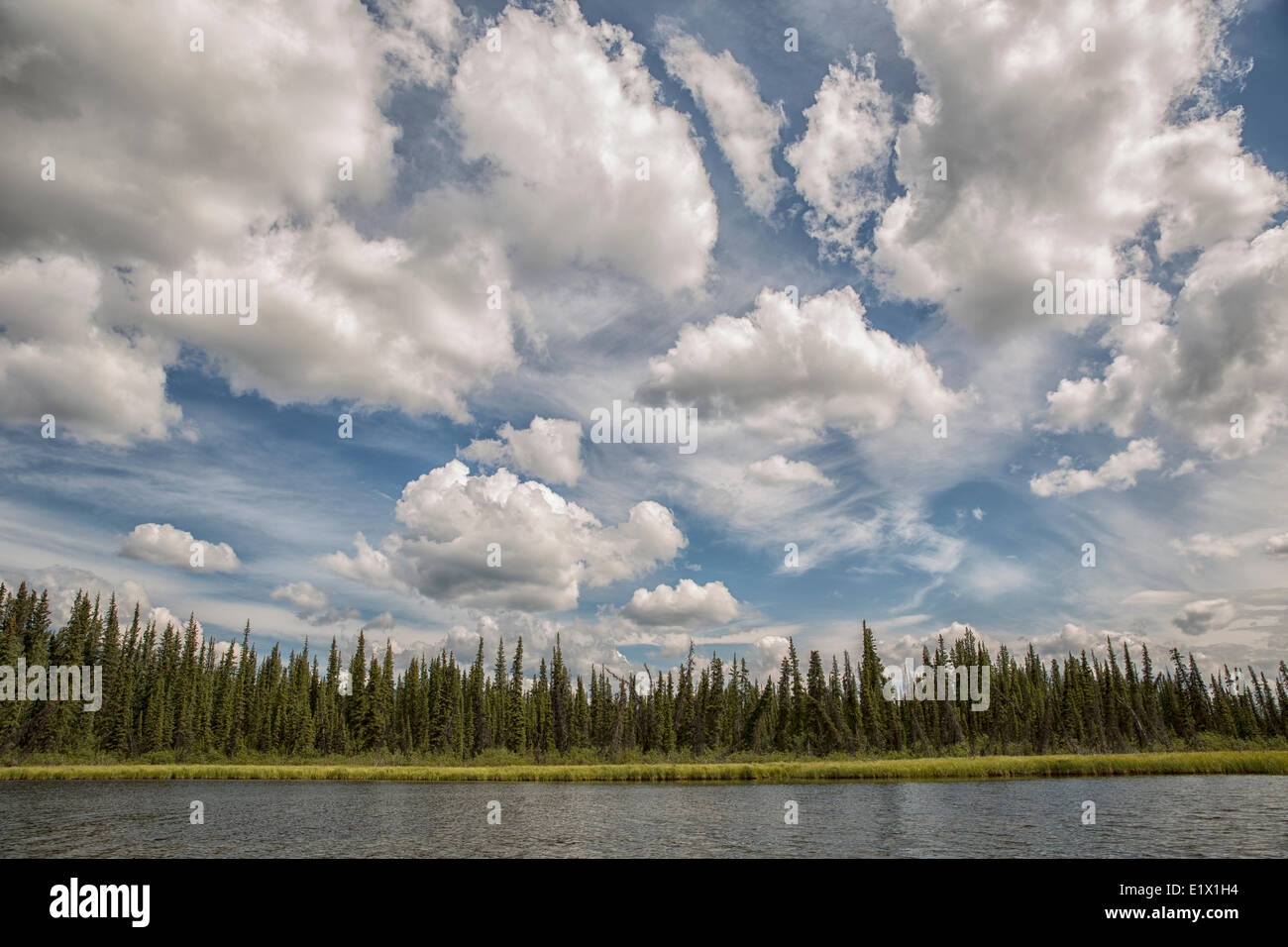 Wolken über Squanga See, Yukon-Territorium. Stockfoto