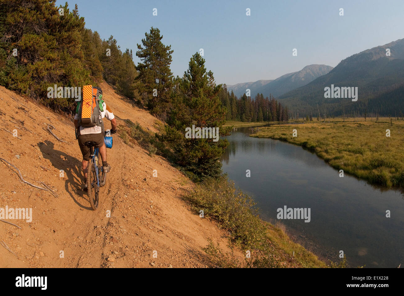 Mountainbike Touren im Big Creek, Spruce Lake Protected Area. South Chilcotin Mountains, British Columbia, Kanada Stockfoto