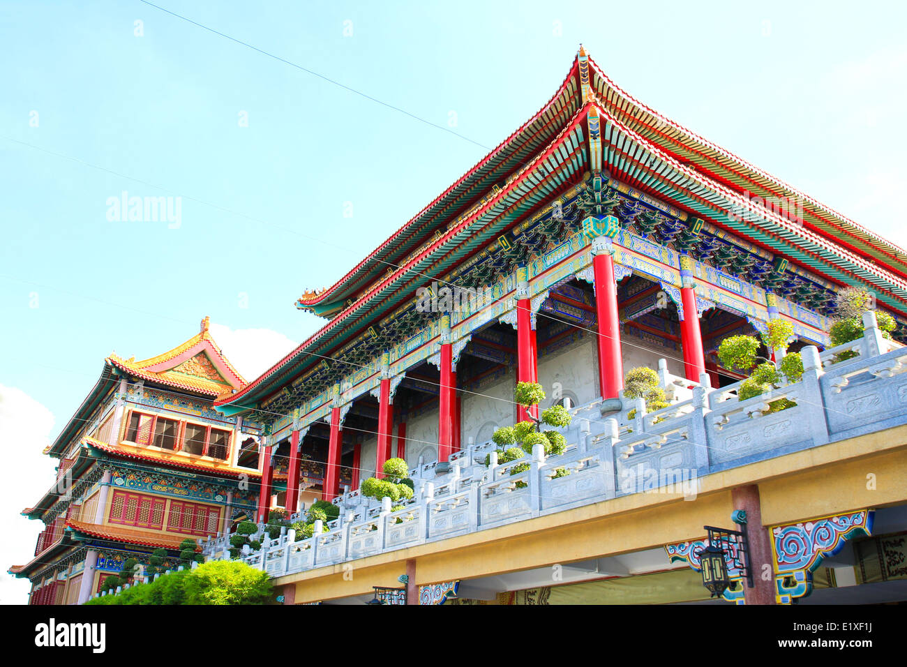 Traditionellen chinesischen Stil Tempel am Wat Leng-Noei-Yi in Nonthaburi, Thailand. Stockfoto