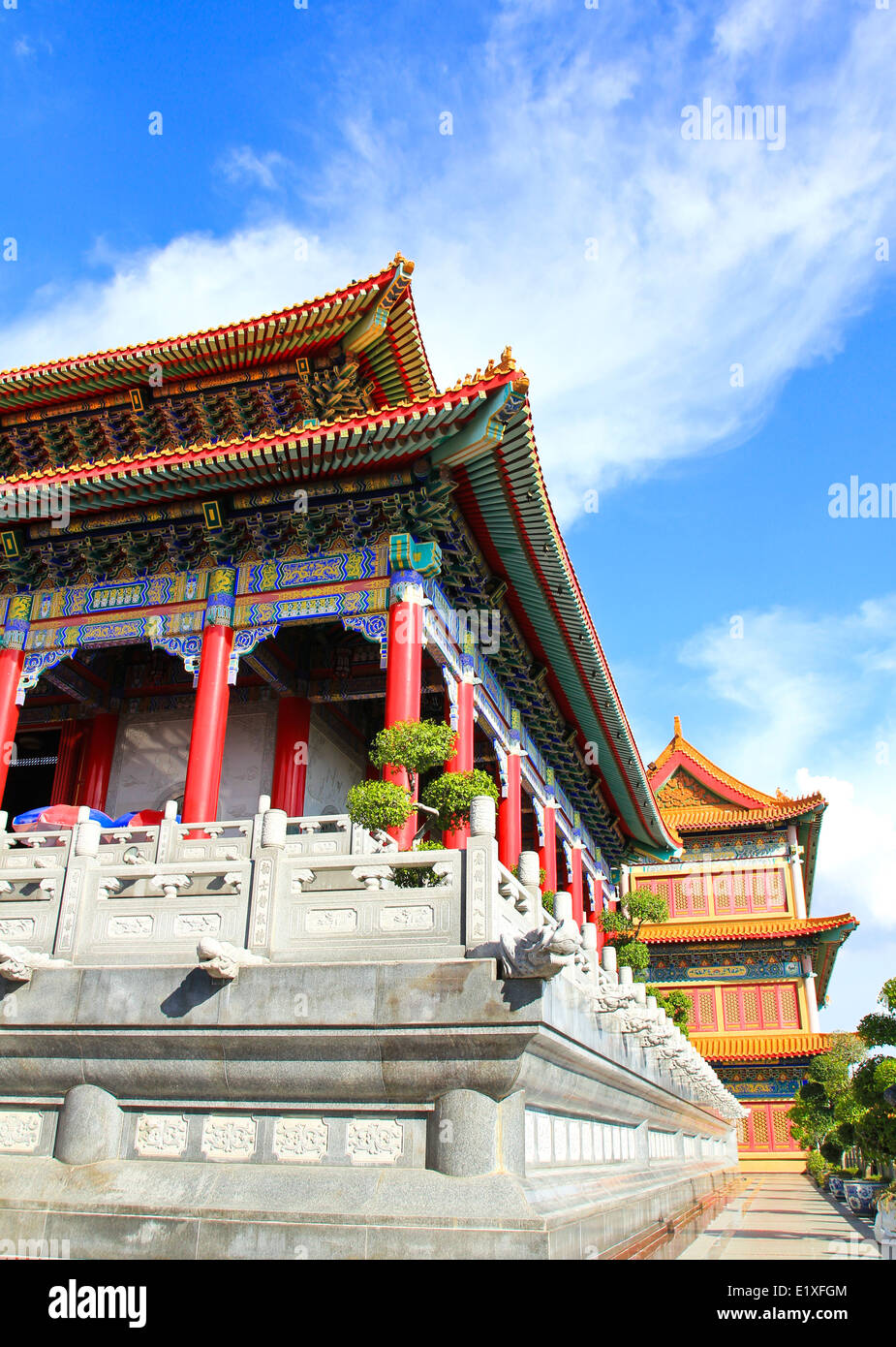 Traditionellen chinesischen Stil Tempel am Wat Leng-Noei-Yi in Nonthaburi, Thailand. Stockfoto