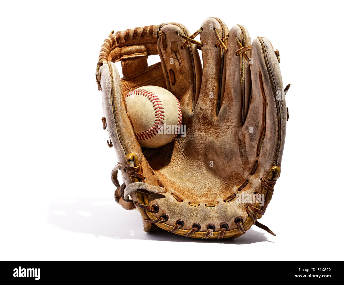 Alte Vintage Leder Baseballhandschuh Stockfoto