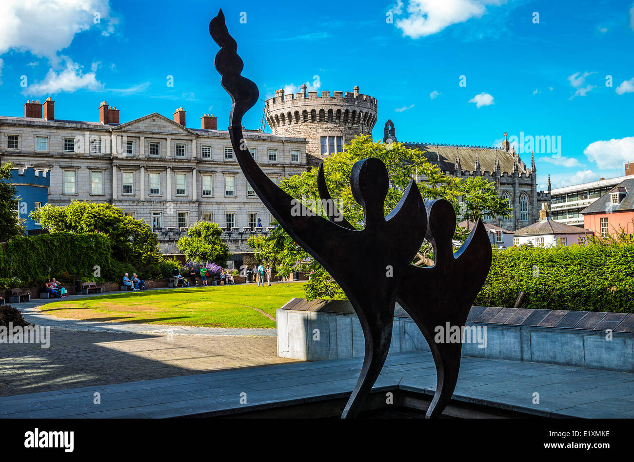 Irland, Dublin, eine Skulptur in Dublin Castle gardens Stockfoto
