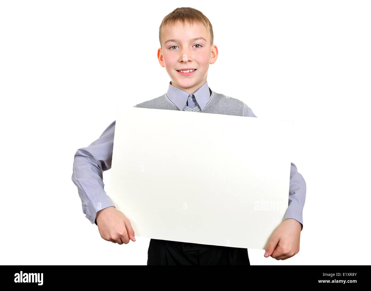 Junge mit Blank Board Stockfoto