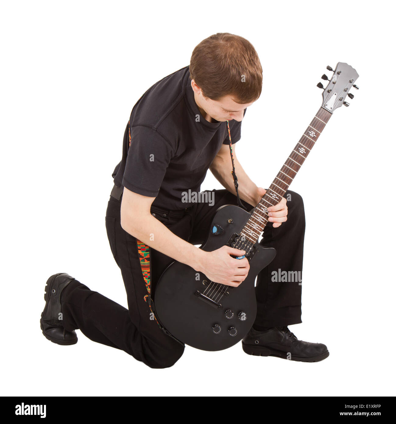 Rock-Sänger mit Gitarre Stockfoto