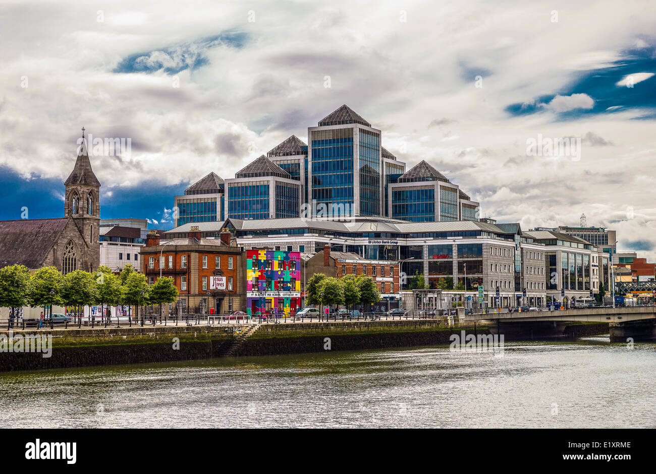 Irland, Dublin, Nord Wall Quay, Ansicht der Finanacial Center Paläste Stockfoto