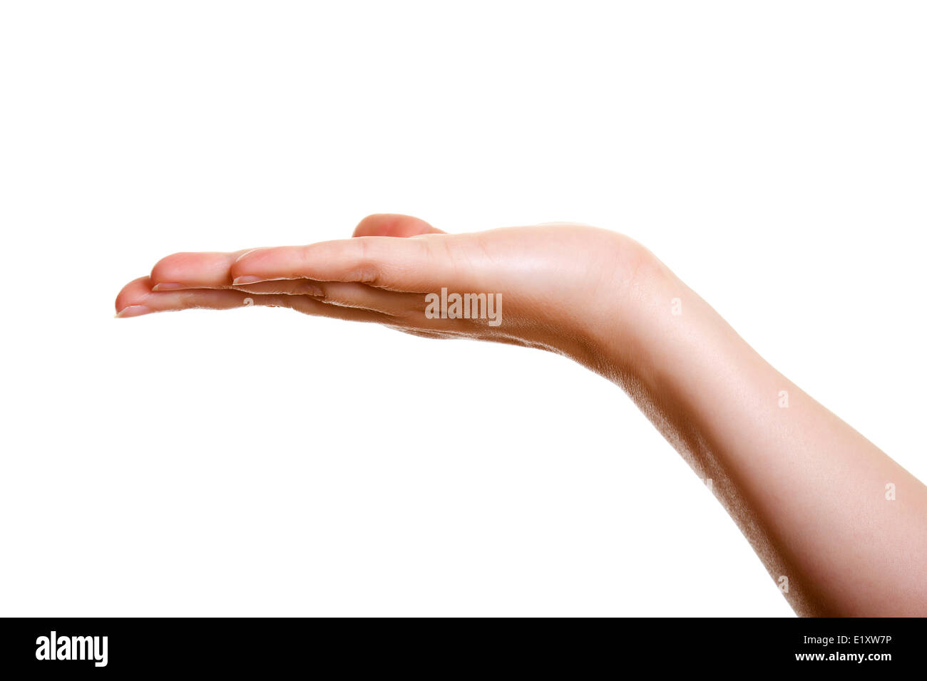 Frau die Hand, Handfläche nach oben Stockfoto