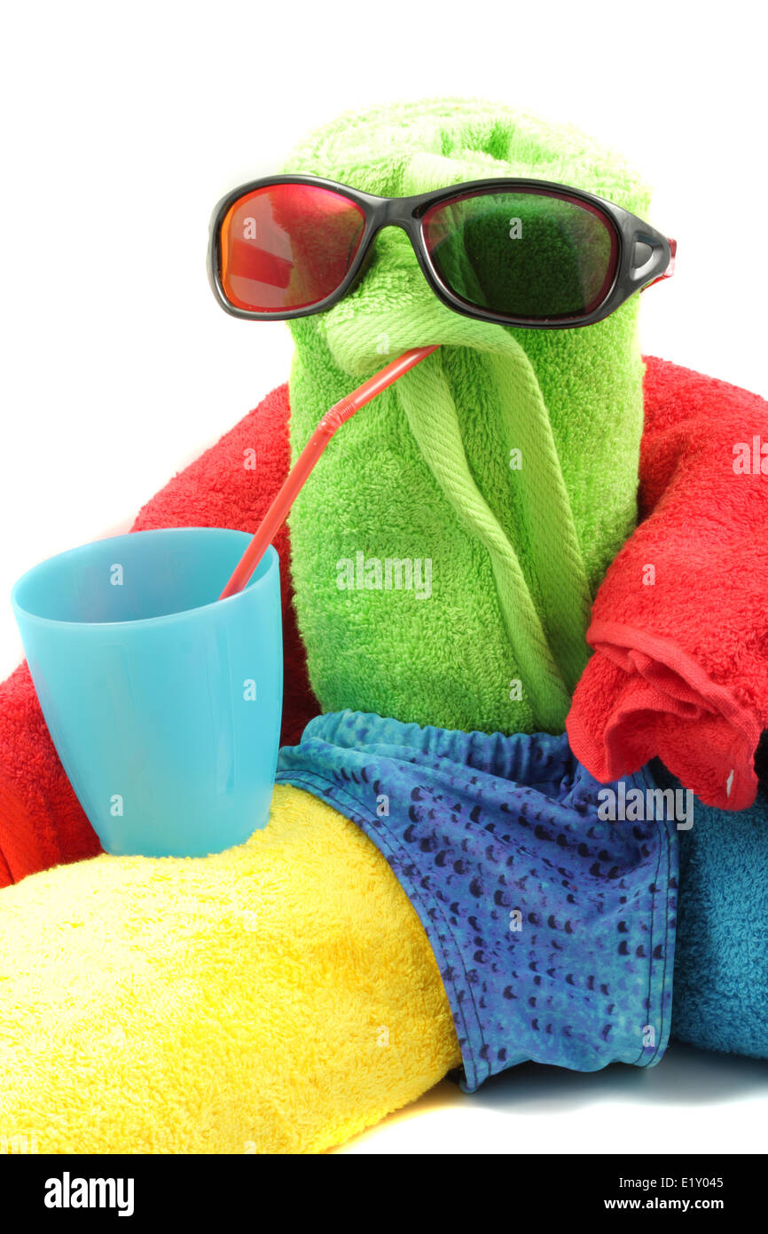 Handtuch Mann trinken Stockfoto