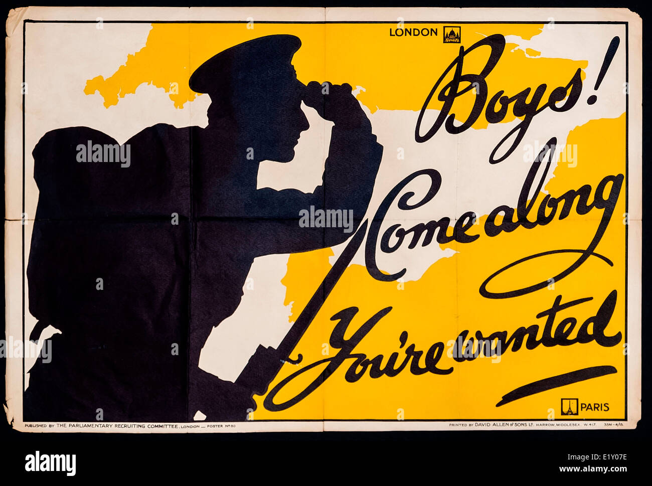 Britische ersten Weltkrieg Rekrutierung Plakat Stockfoto
