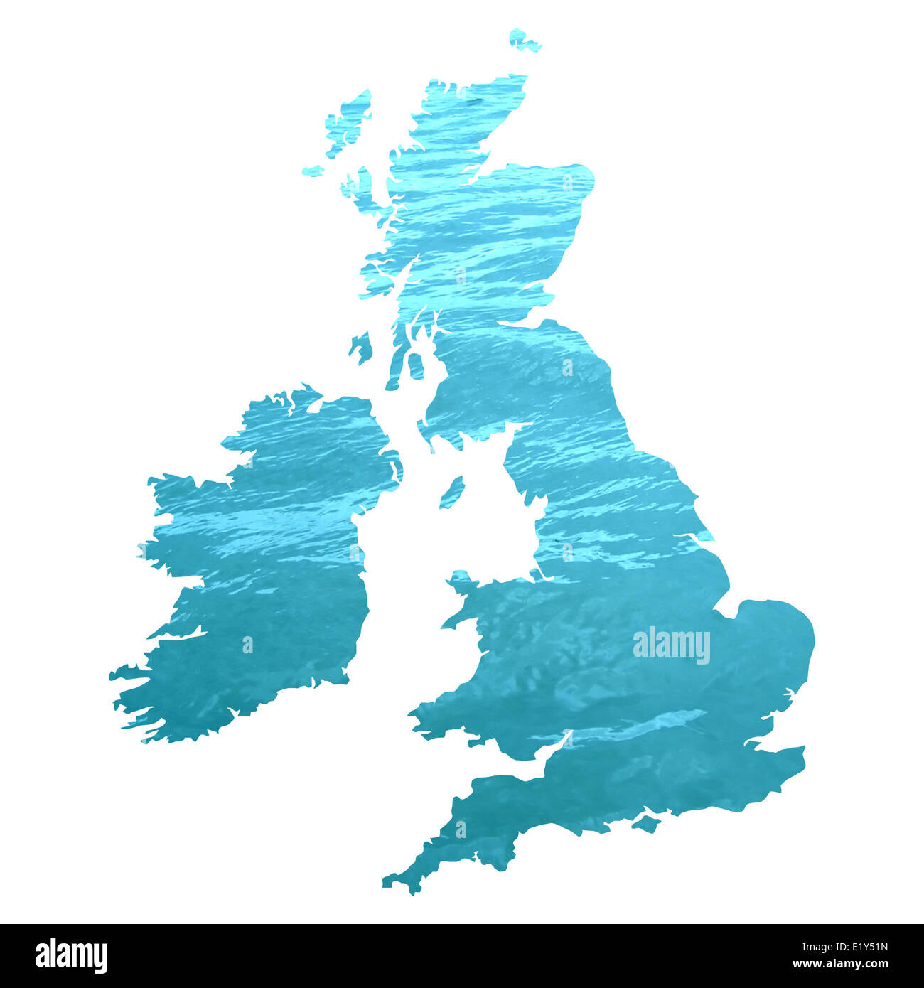 UK-Karte mit Wasser Stockfoto