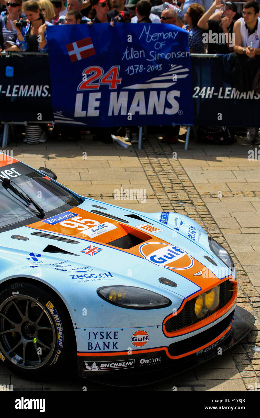 Le Mans, Frankreich. 10. Juni 2014. Ein Aston Martin Racing Car während eines Builds up-Ereignis für die 2014 Le Mans 24 Stunden Event. Bildnachweis: Aktion Plus Sport/Alamy Live-Nachrichten Stockfoto