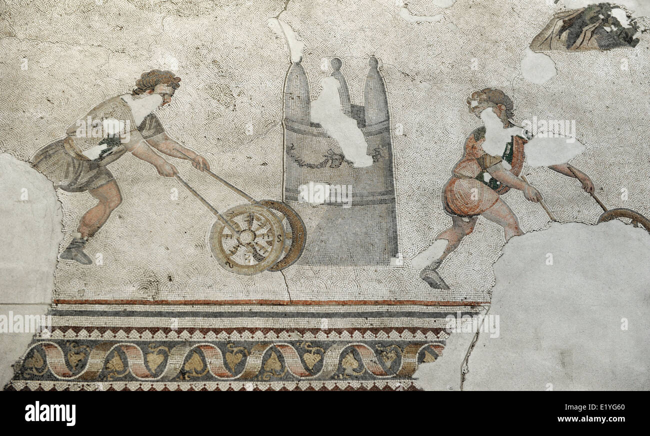 Großer Palast Mosaik-Museum. 4.-6. Jahrhunderte. Kinder ein Hoop Spiel. Istanbul. Turkei. Stockfoto