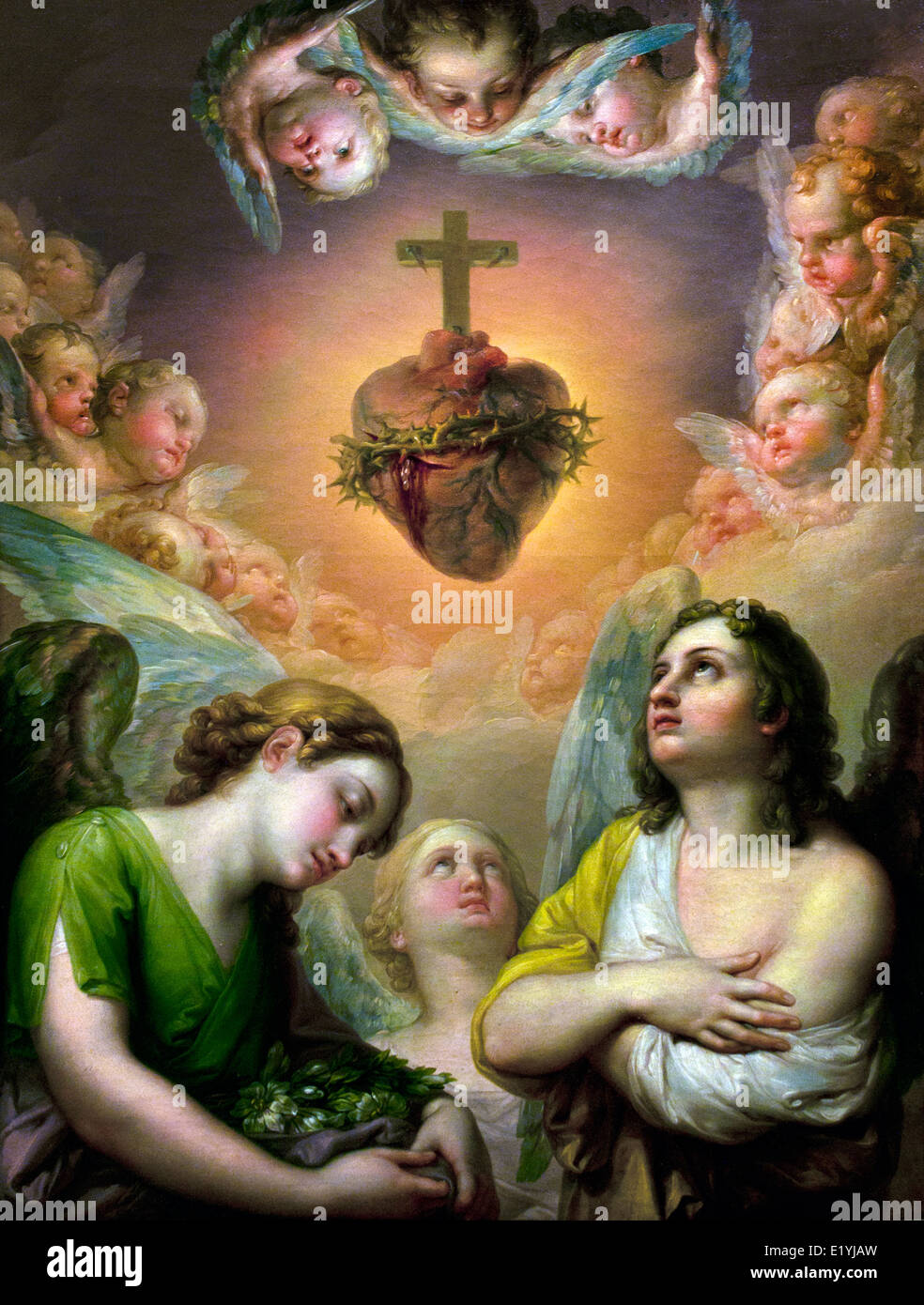 Das Heilige Herz Jesu wird von Engeln 1825 verehrt Vicente Lopez Portana 1772-1850 Spanien Spanisch Stockfoto