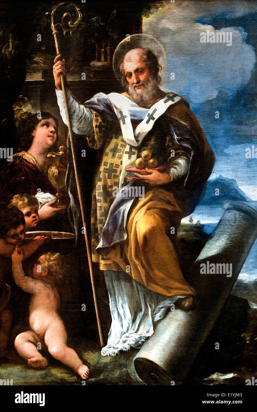 San Nicolas de Bari 1647-1702 von Nicola Russo Spanien Spanisch (Sankt Nikolaus Nikolaos von Myra) Stockfoto