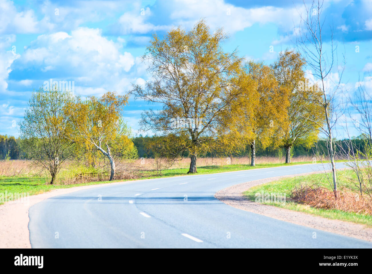 Schalten Sie Autobahn in ländlicher Umgebung im Sommer Stockfoto