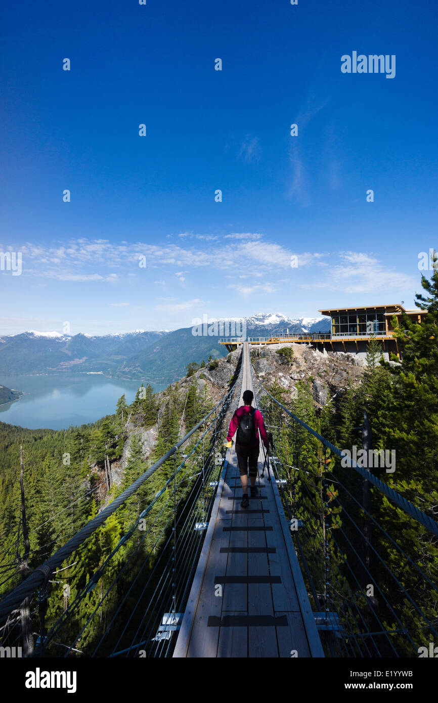 Sky Pilot Hängebrücke. Sea to Sky Gondola, Squamish, British Columbia, Kanada. Stockfoto