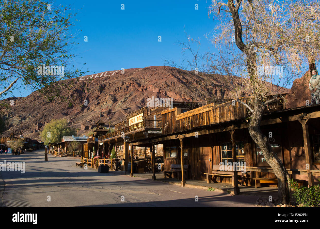 Calico Ghost Town Barstow CA California für Touristen in alten Cowboy-Stadt der 1800 Cowboys von Antiquitätenläden Stockfoto