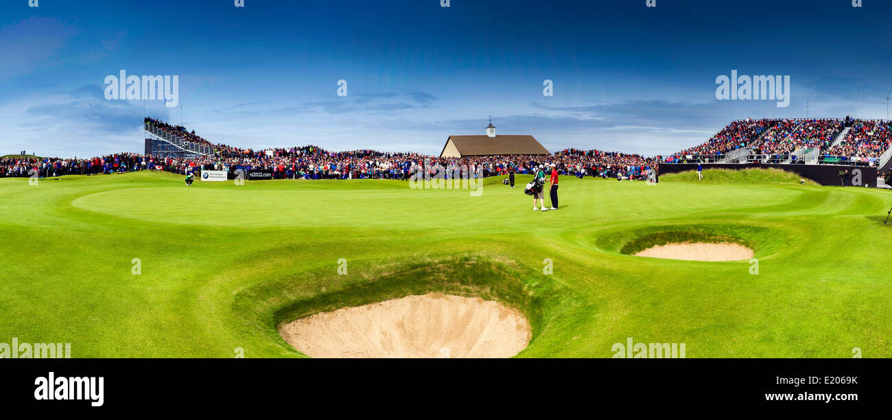 18. Green bei den Irish Open 2012 im Royal Portrush, Nordirland Stockfoto