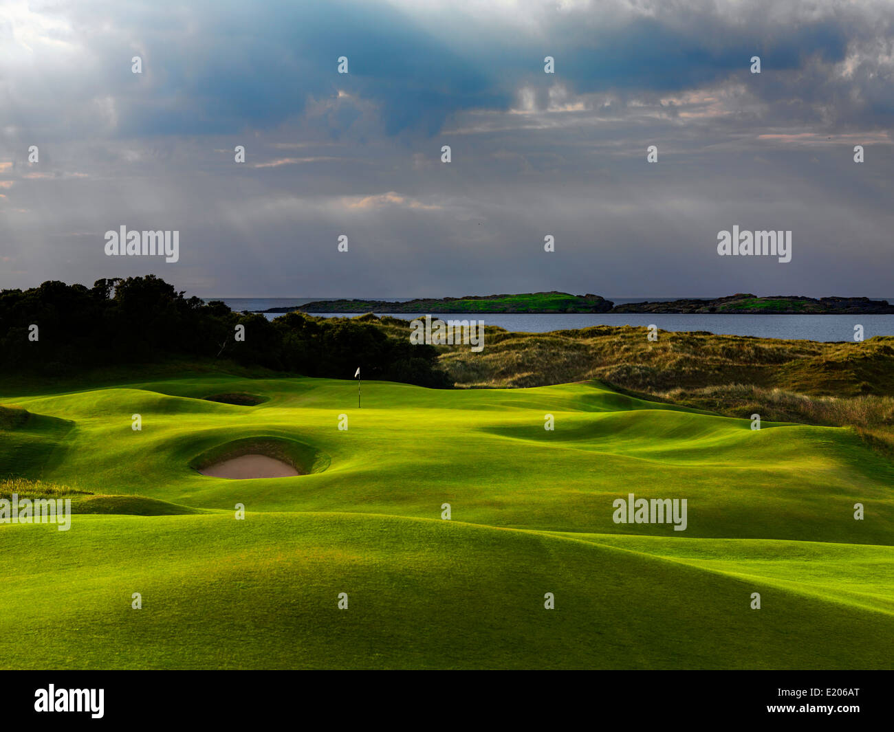 15. Loch an Royal Portrush Golf Club, Co Antrim, Nordirland Stockfoto