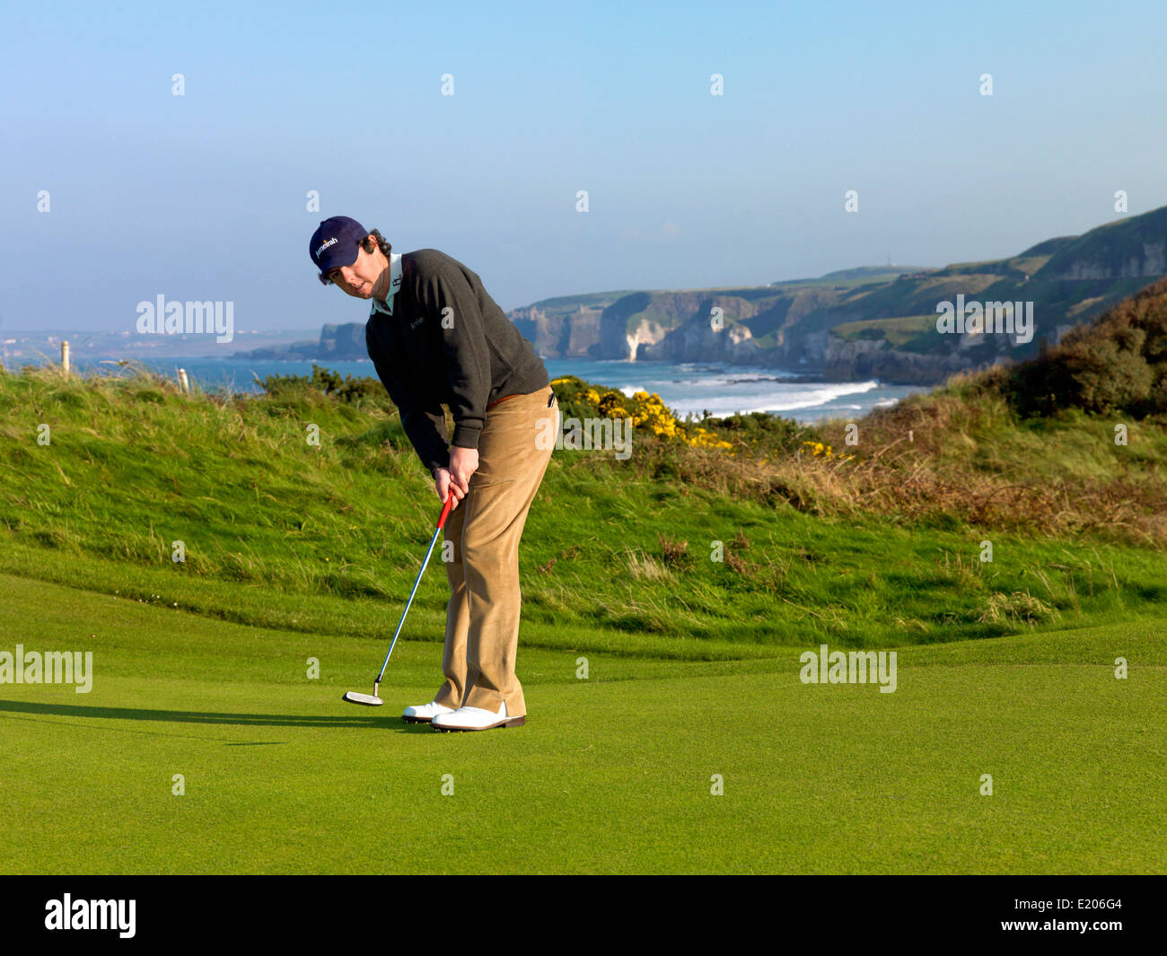 Rory McIlroy am 5. bei Royal Portrush, Co. Antrim, Nordirland Stockfoto