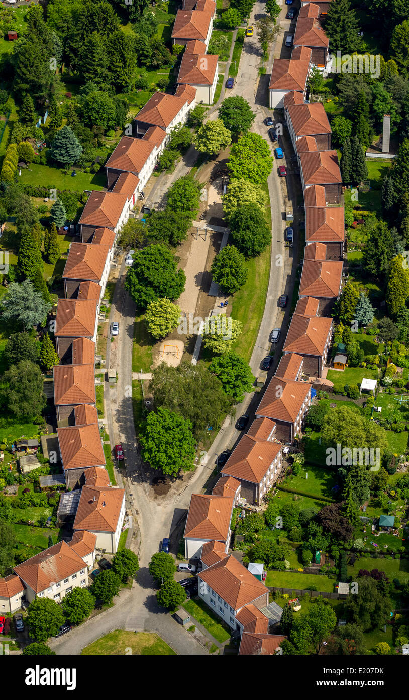 Luftaufnahme, Saliersiedlung, renoviert Siedlung, Mülheim an der Ruhr, Ruhrgebiet, Nordrhein-Westfalen, Deutschland Stockfoto