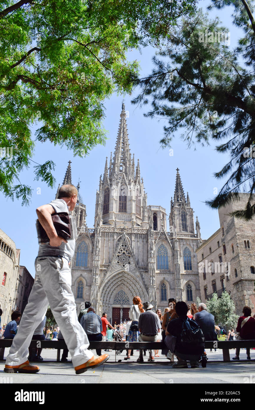 Kathedrale des Heiligen Kreuzes und Santa Eulalia, bekannt auch die Kathedrale von Barcelona. Barcelona, Katalonien, Spanien. Stockfoto