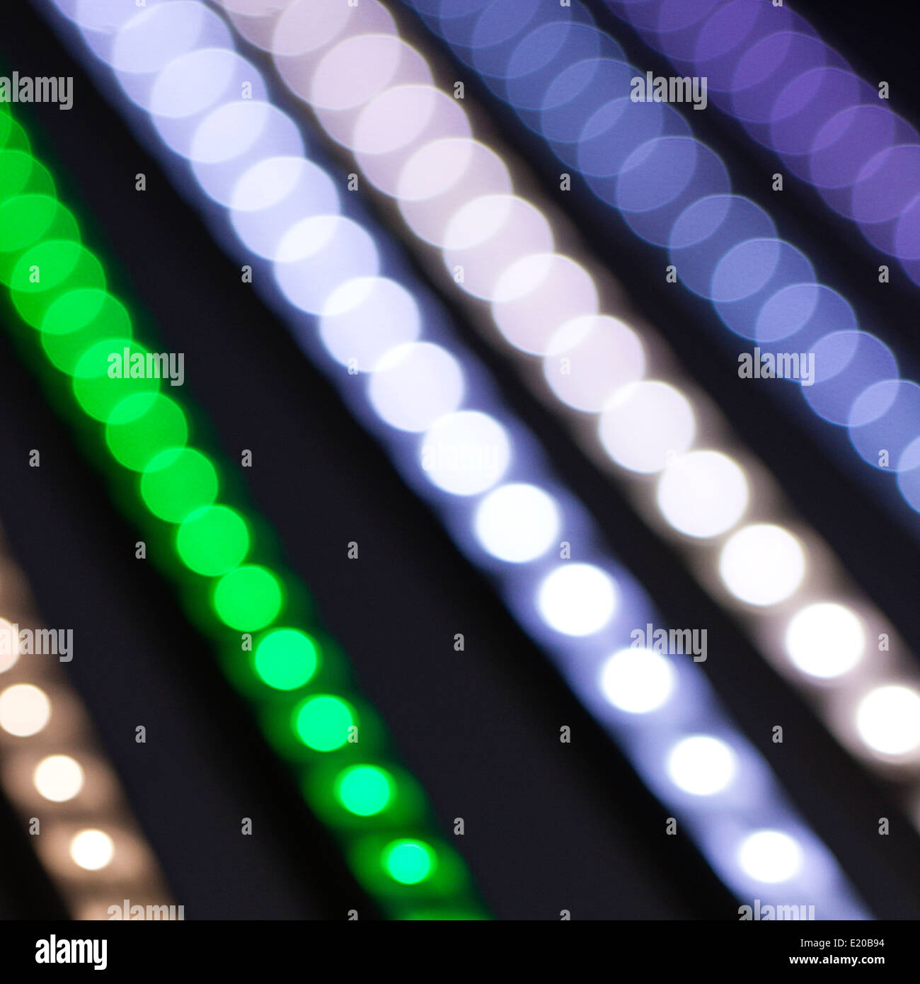 Bokeh aus Fokus LED Leuchten bunte Muster und abstrakte Formen erstellen Stockfoto
